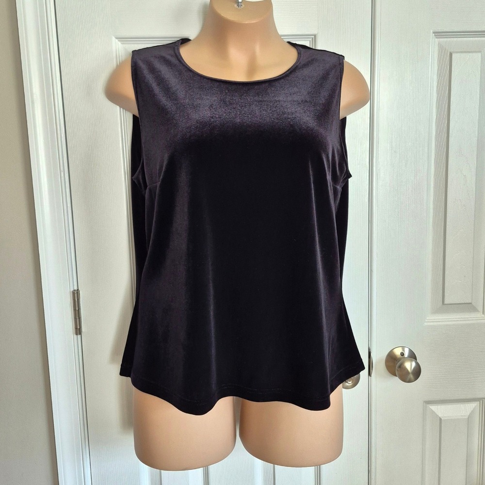 Vintage Giorgio Sant Angelo black velvet sleeveless plus top‎ size 2X
